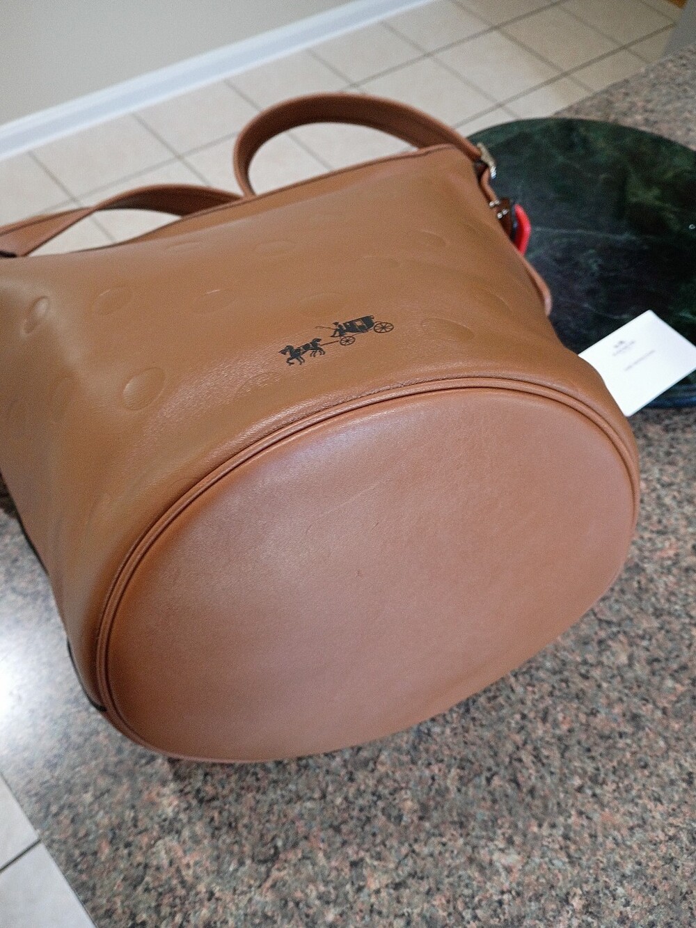 NWT Coach Limited Edition Saddle Dot Leather Duffle Bucket - Picture 14 of 16
